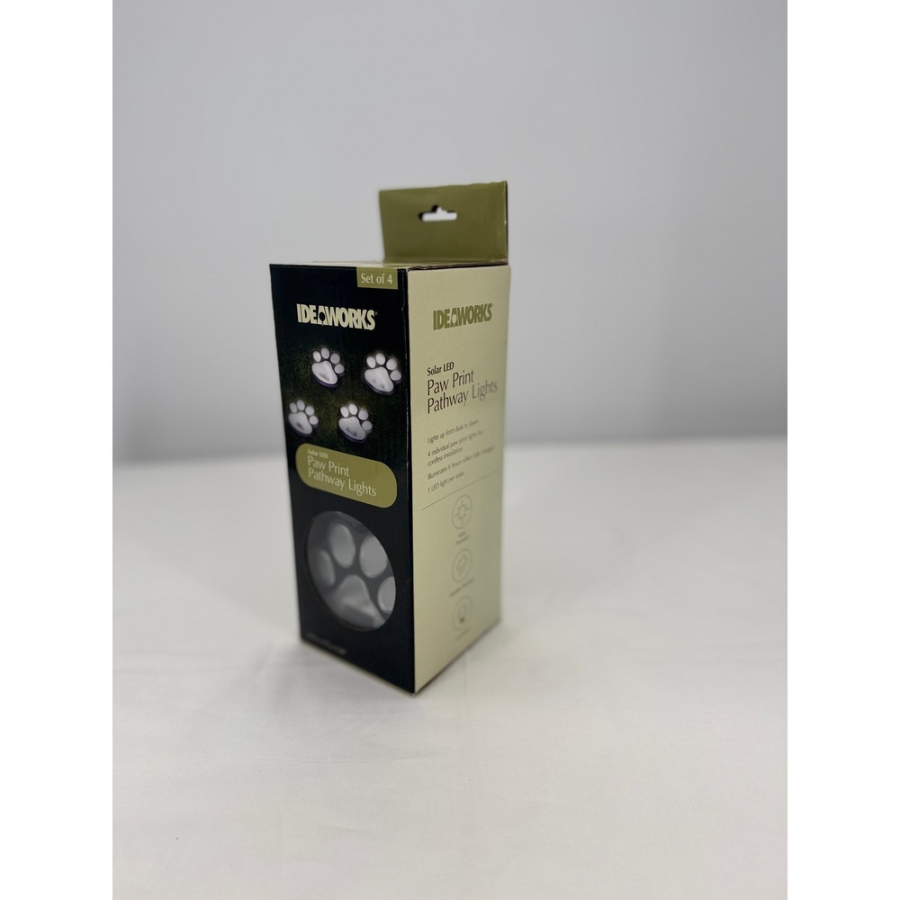 Ideaworks Solar LED Paw Print Pathway Lights Set of 4 Black JB9506‎ Garden Decor - Picture 6 of 11